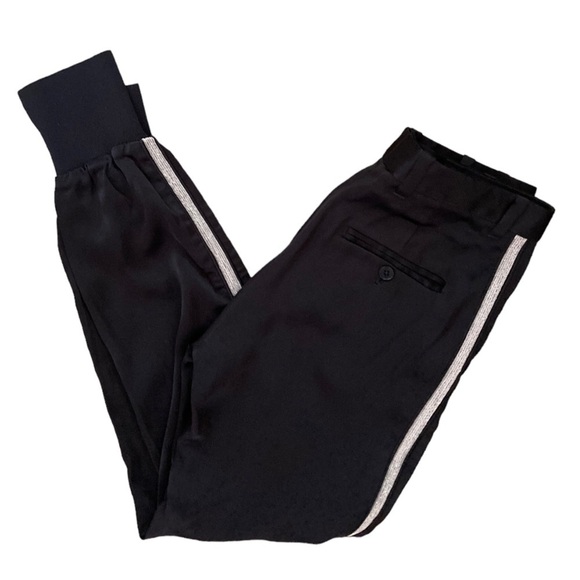 3.1 Phillip Lim Pants Side Silver Beaded Stripe Satin High Rise Jogger Slit Hem - Picture 8 of 13